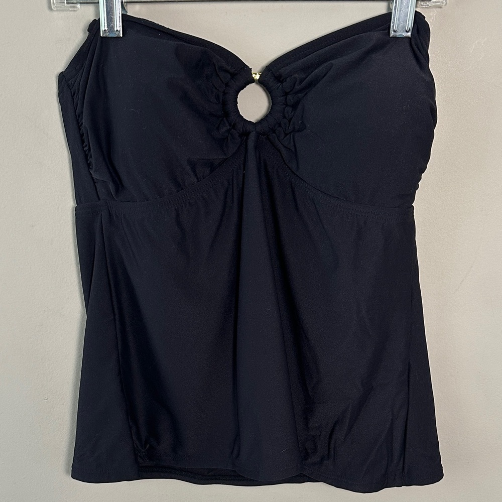 Calvin Klein New Black Strapless bathing suit Top with Ring Detail